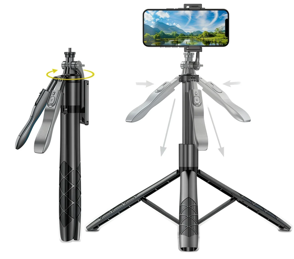 bluetooth selfie stick with wireless remote telescopic